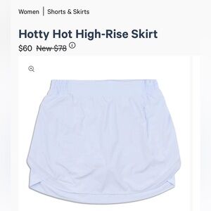 Lululemon Hotty Hot High Rise Skirt - Blue, Size 12 💙